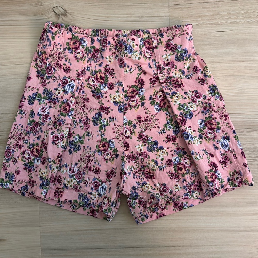 Pink with flowers high-rise shorts